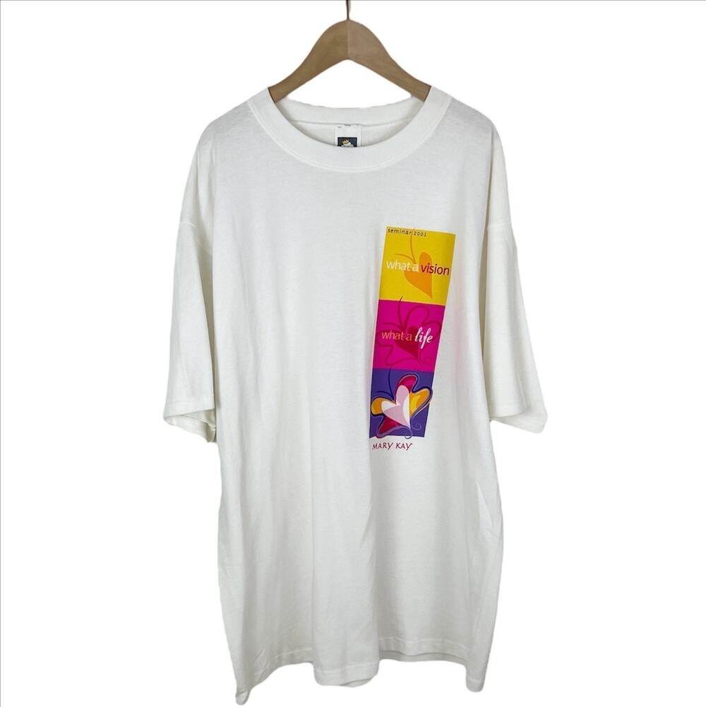 Vintage Mary Kay Seminar 2001 White Graphic Tee T-Shirt Size Large